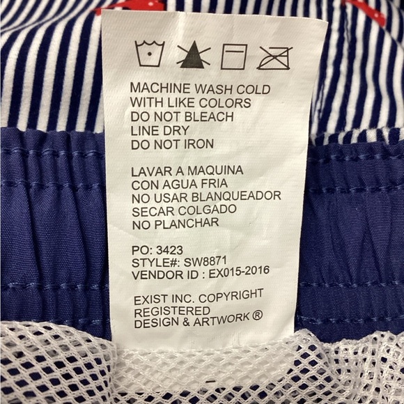 Exist Swim Mens 5” Drawstring Swim Trunks, Blue Stripes, size XXL - Picture 6 of 8